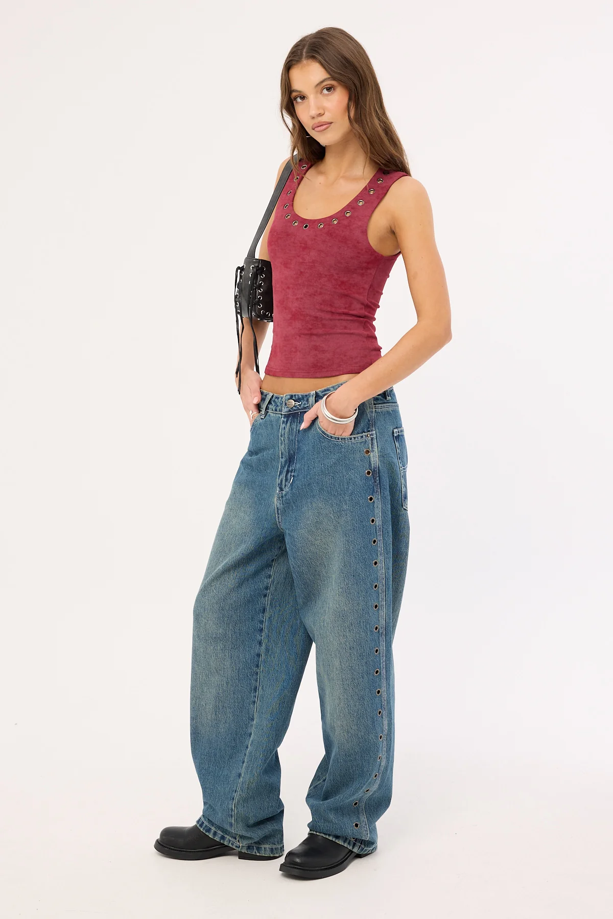 Worship Vortex Big Baggy Jean Dirty Mid Blue - Image 3