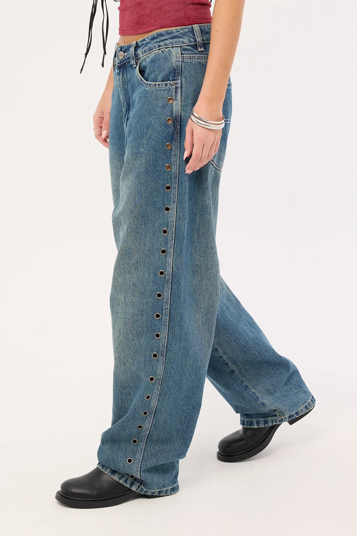 Worship Vortex Big Baggy Jean Dirty Mid Blue - Image 4