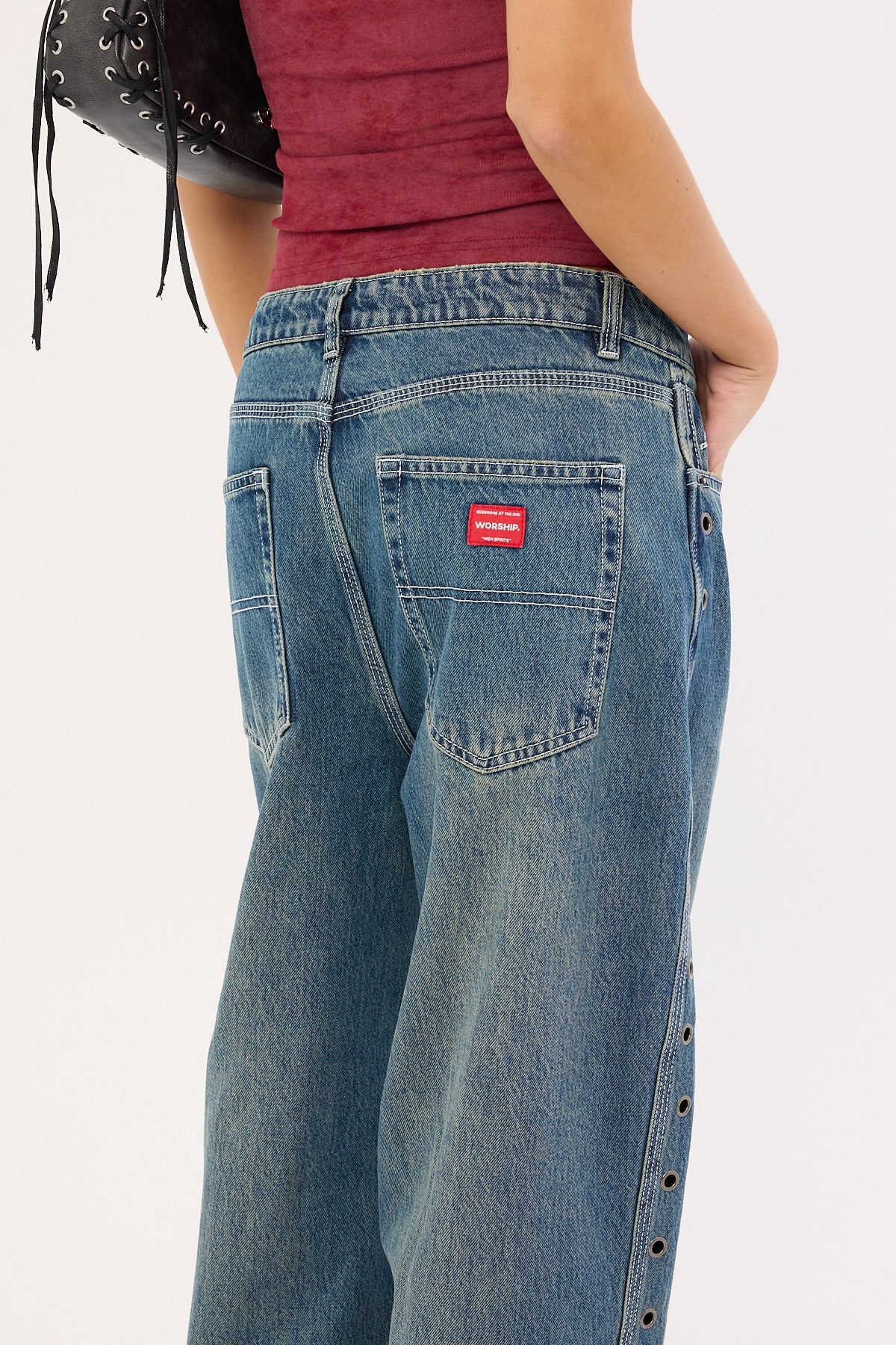 Worship Vortex Big Baggy Jean Dirty Mid Blue - Image 6