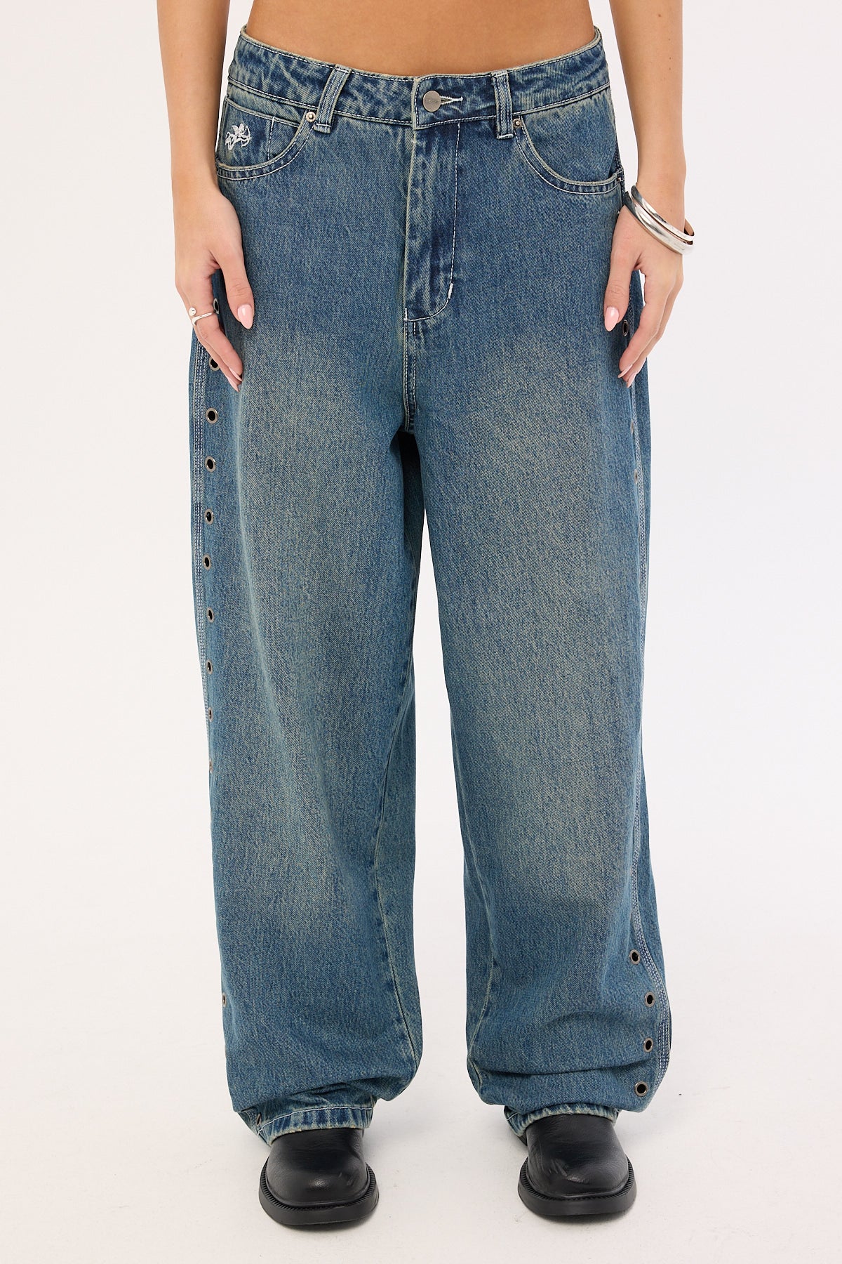 Worship Vortex Big Baggy Jean Dirty Mid Blue - Image 7
