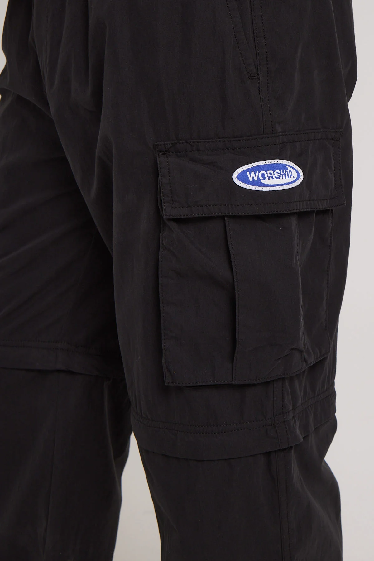 Worship Why Wait Zip Off Cargo Pant Washed Black - Image 4
