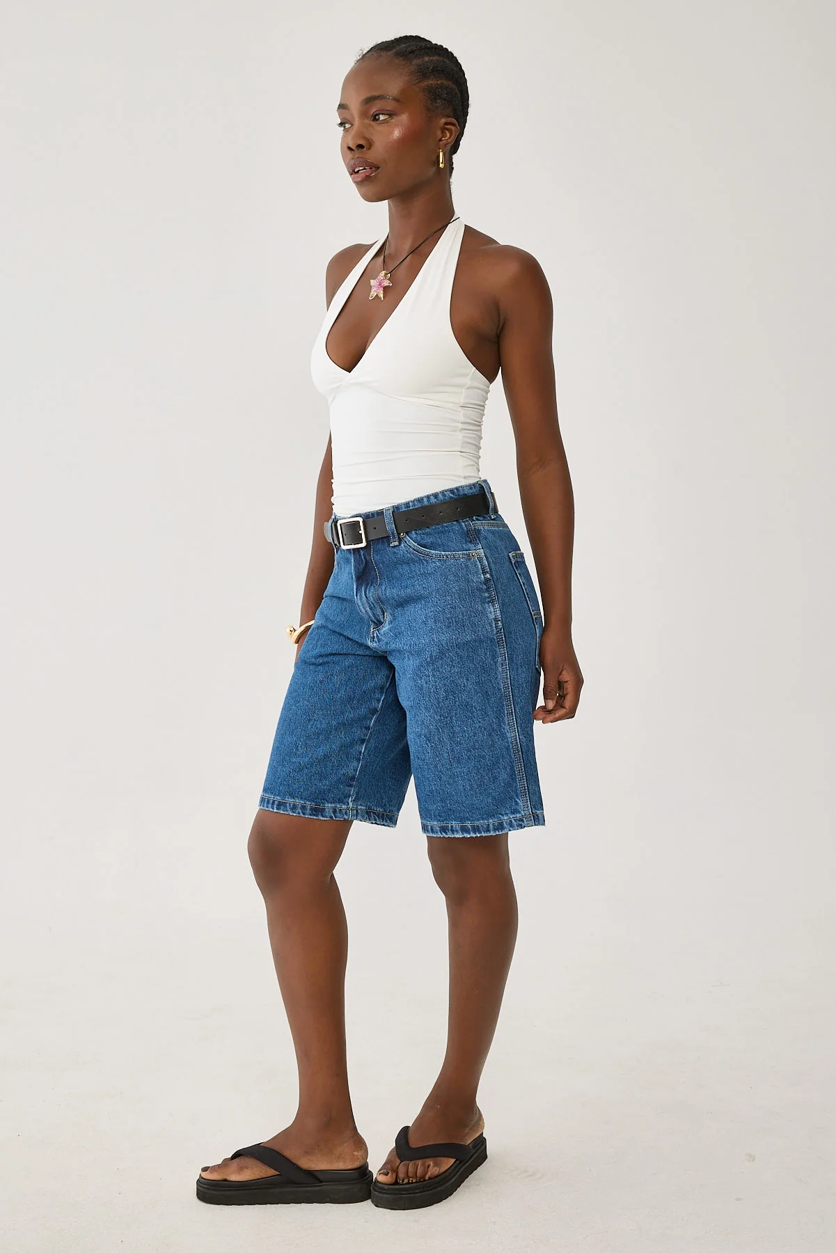 Worship Worship Sloucher Short Worn Blue Rinse - Image 4