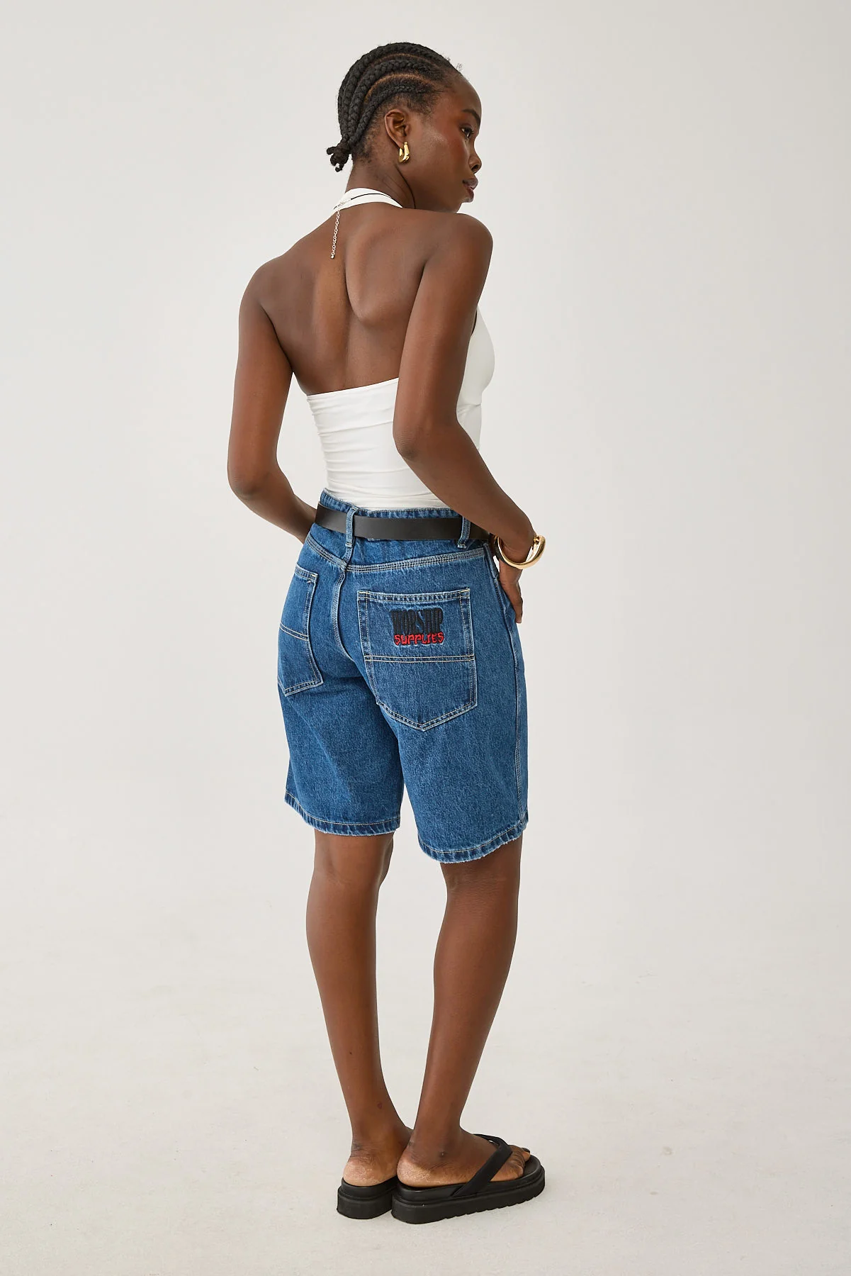 Worship Worship Sloucher Short Worn Blue Rinse - Image 5