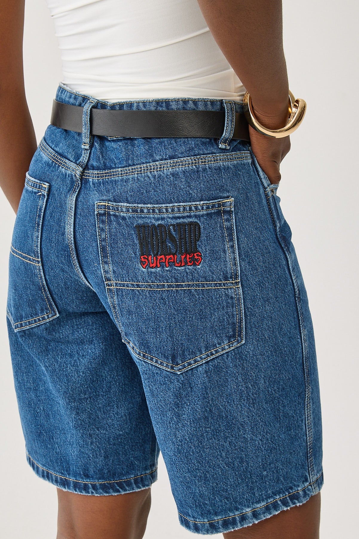 Worship Worship Sloucher Short Worn Blue Rinse - Image 6