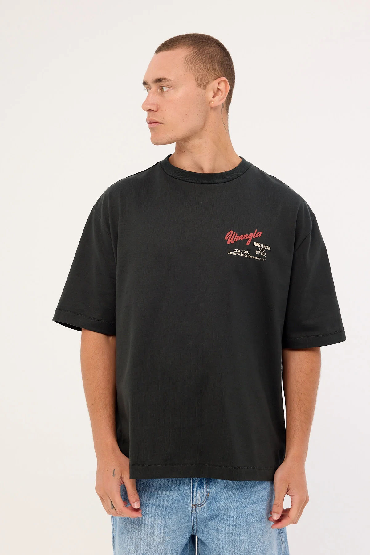 Wrangler Motel Boxcar Tee Dark Slate - Image 3
