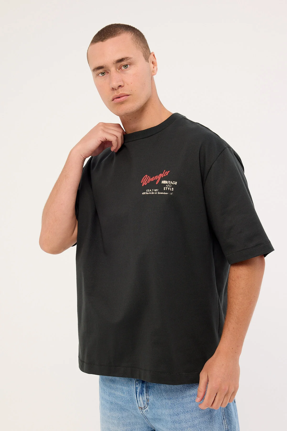 Wrangler Motel Boxcar Tee Dark Slate - Image 5