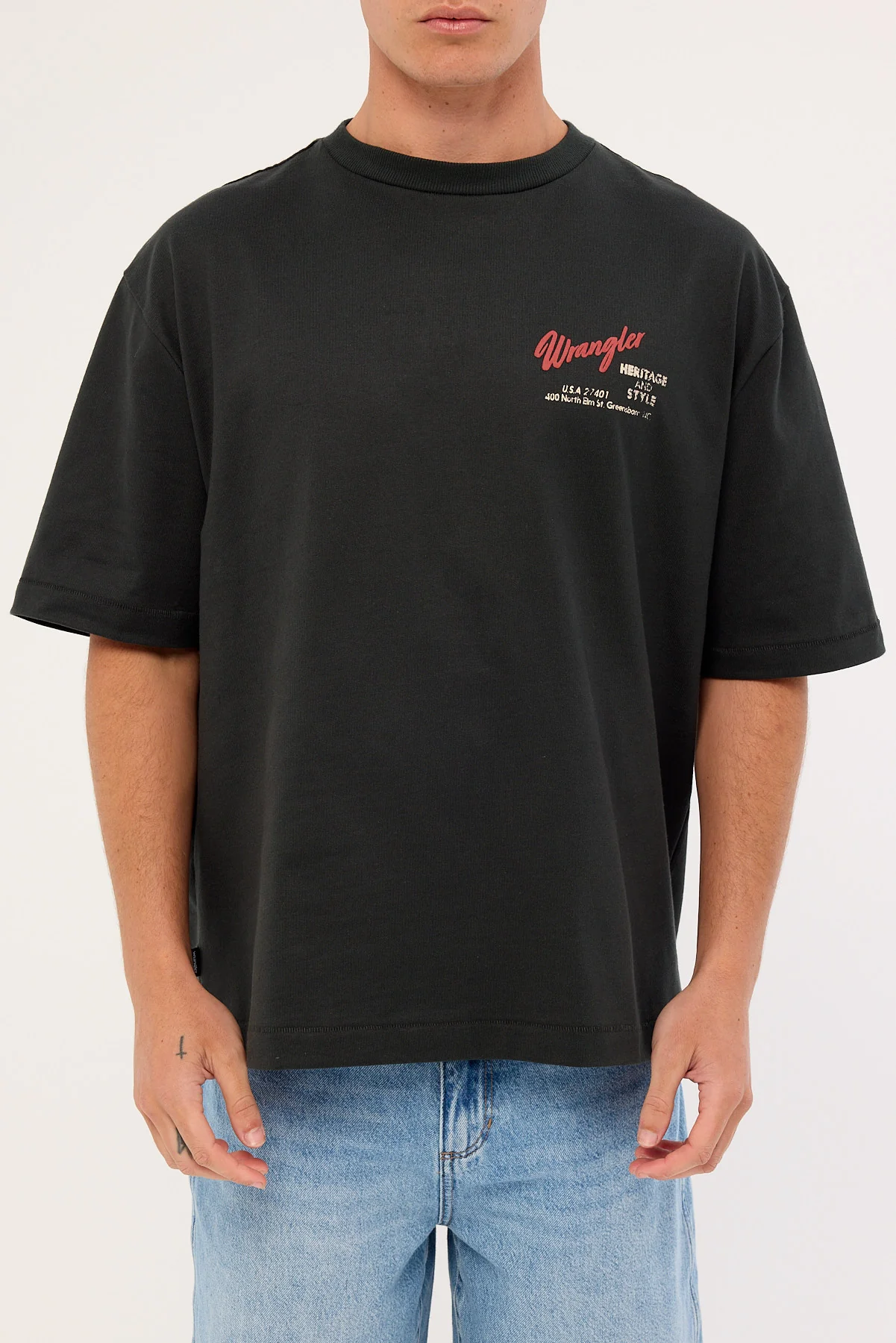 Wrangler Motel Boxcar Tee Dark Slate - Image 7