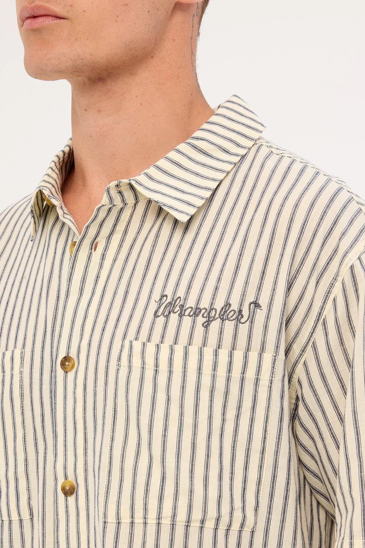 Wrangler Servo Shirt White Stripes - Image 3