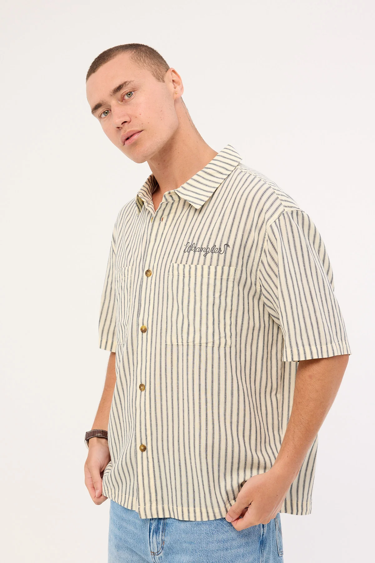 Wrangler Servo Shirt White Stripes - Image 4