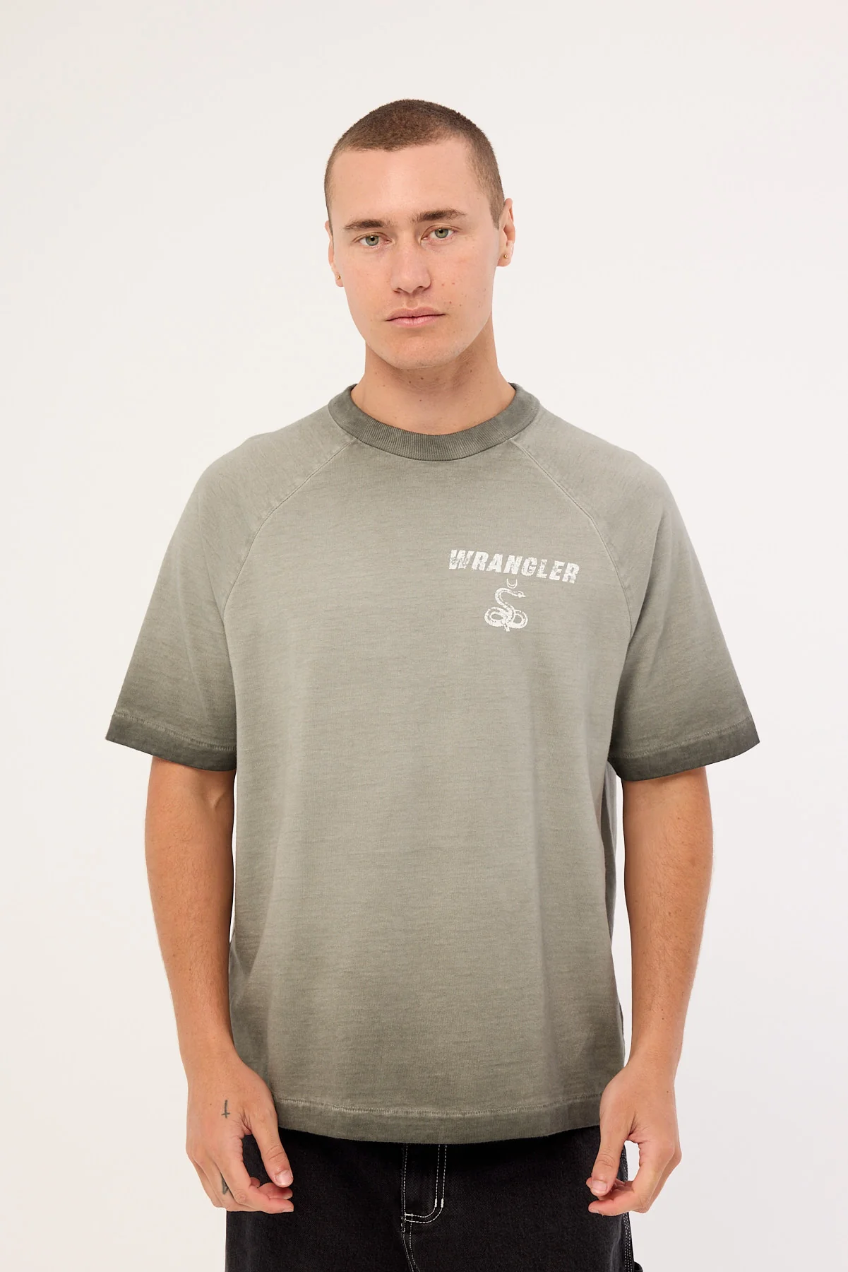 Wrangler Tour Boxy Raglan Tee Burnout Grey - Image 3