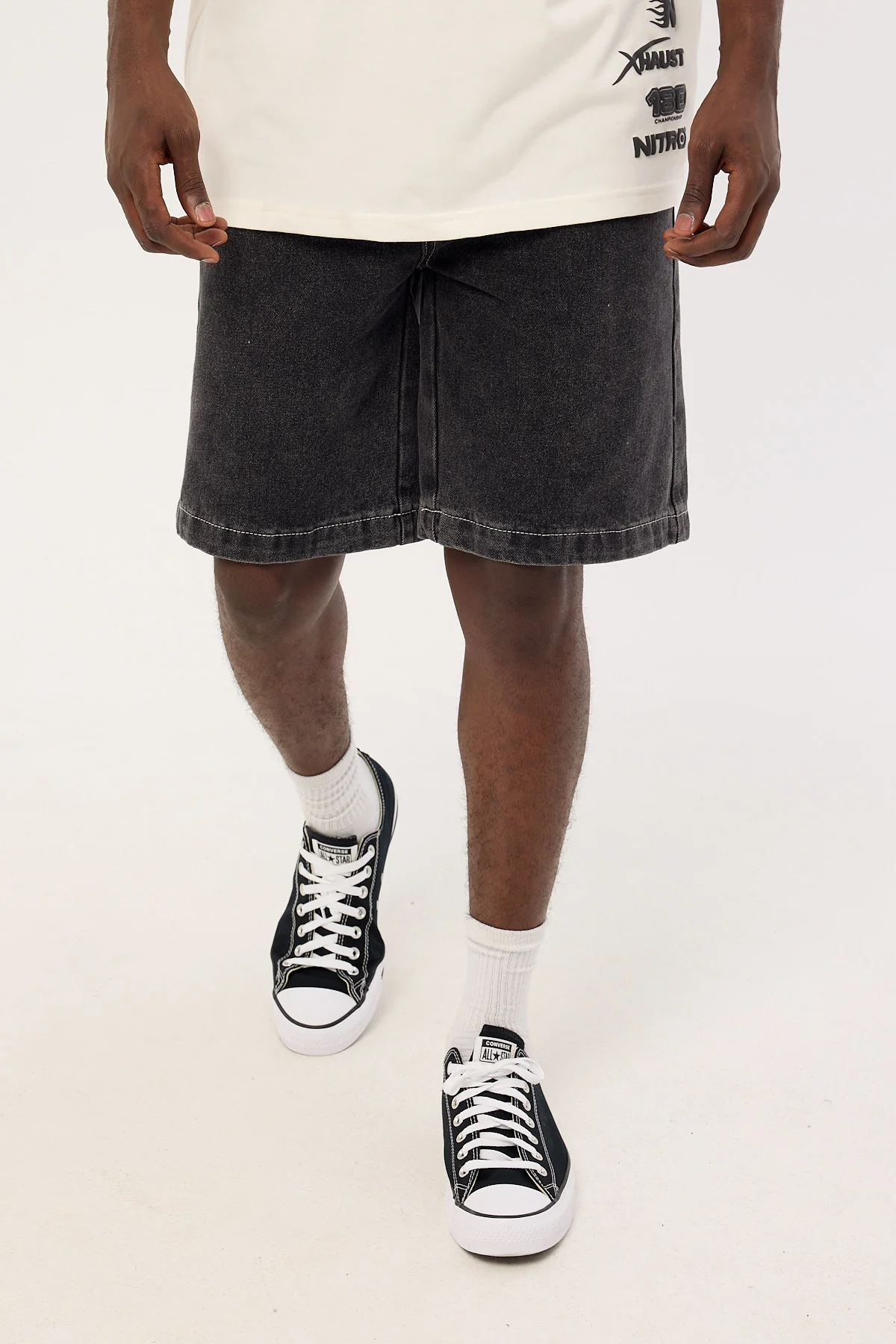 Xlarge 91 Star Bull Denim 91 Short Washed Black - Image 2