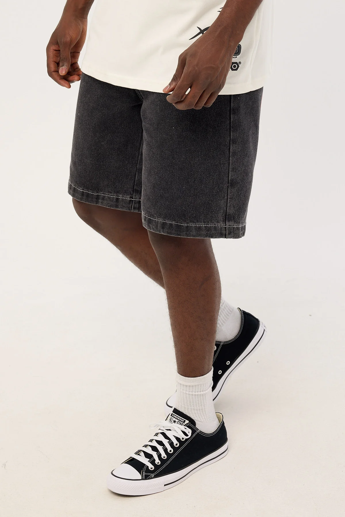 Xlarge 91 Star Bull Denim 91 Short Washed Black - Image 3