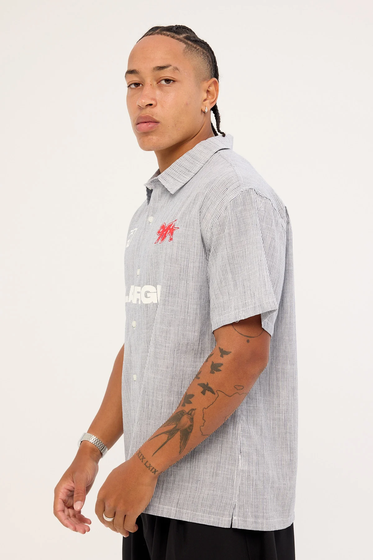 Xlarge 91 Star Short Sleeve Shirt White Blue Stripe - Image 3
