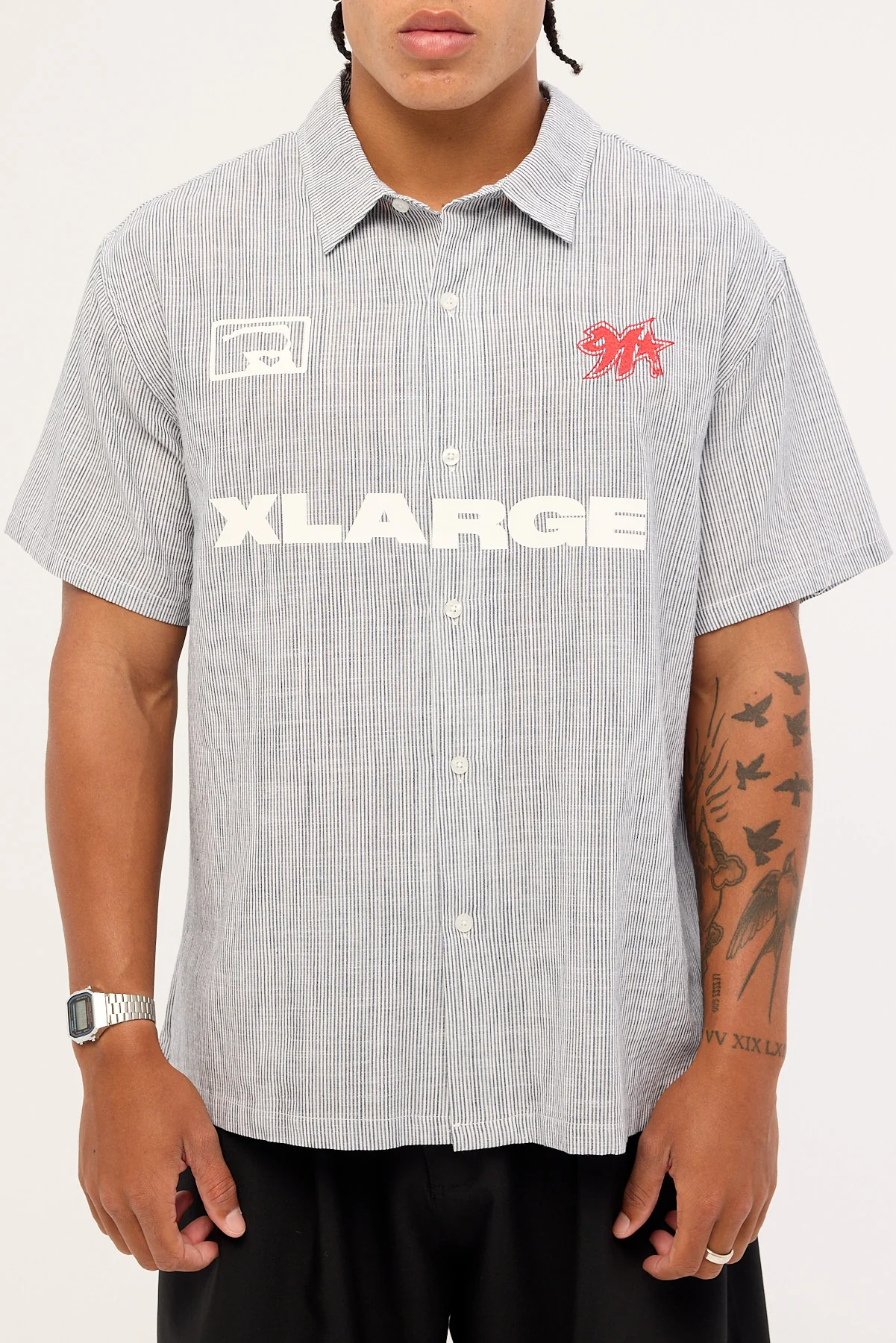Xlarge 91 Star Short Sleeve Shirt White Blue Stripe - Image 6