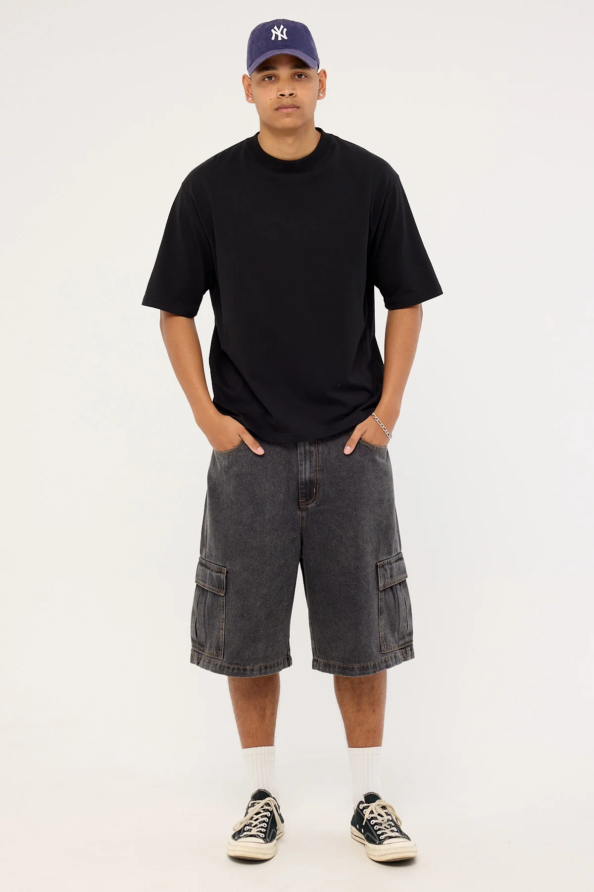 Xlarge Baggy Cargo Denim 91 Short Washed Black - Image 2