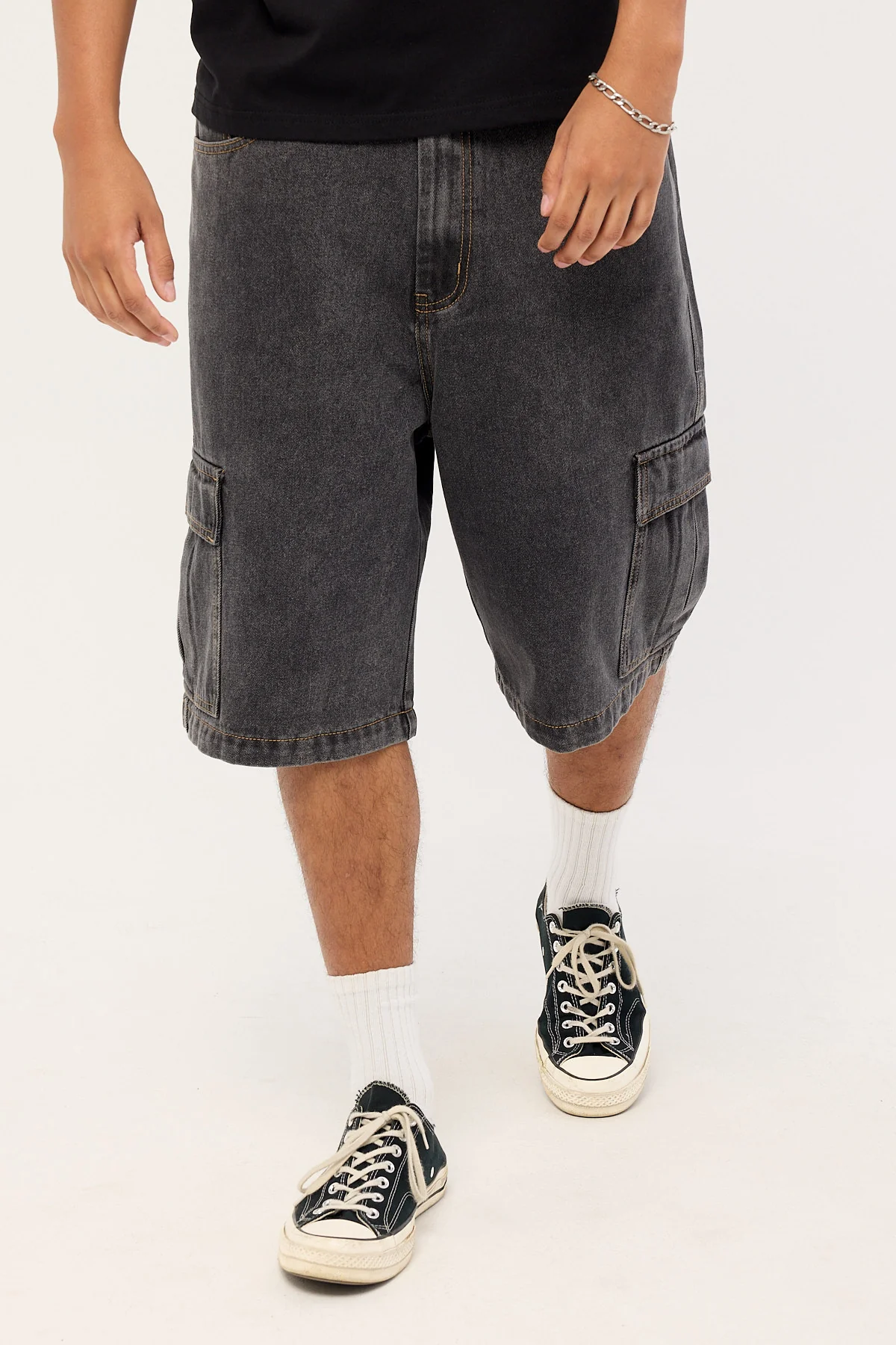 Xlarge Baggy Cargo Denim 91 Short Washed Black - Image 3