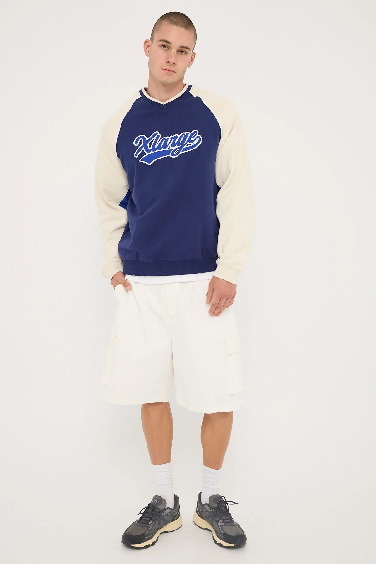 Xlarge Baseball Raglan Crew Navy