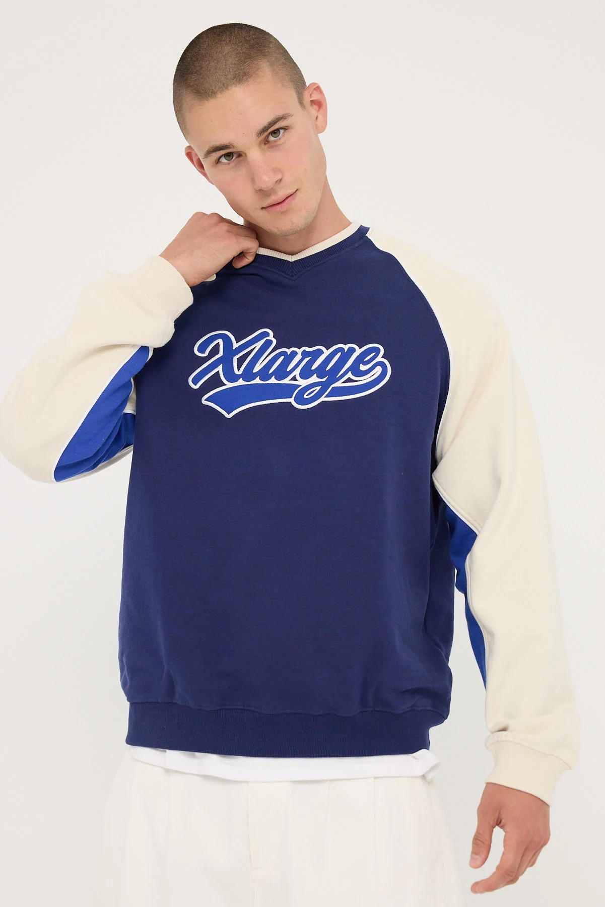 Xlarge Baseball Raglan Crew Navy - Image 2