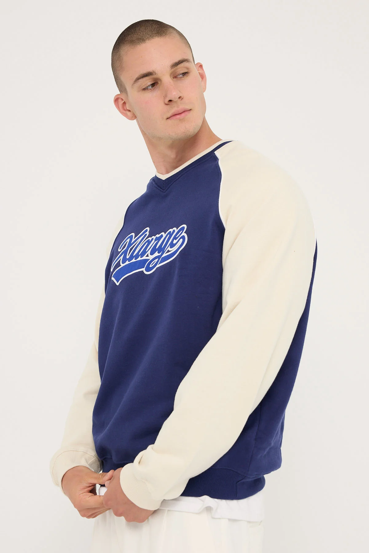 Xlarge Baseball Raglan Crew Navy - Image 3
