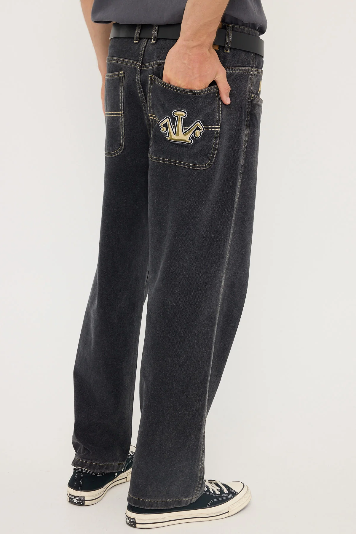 Xlarge Folded Crown Bull Denim Jean Double Dye Black - Image 5