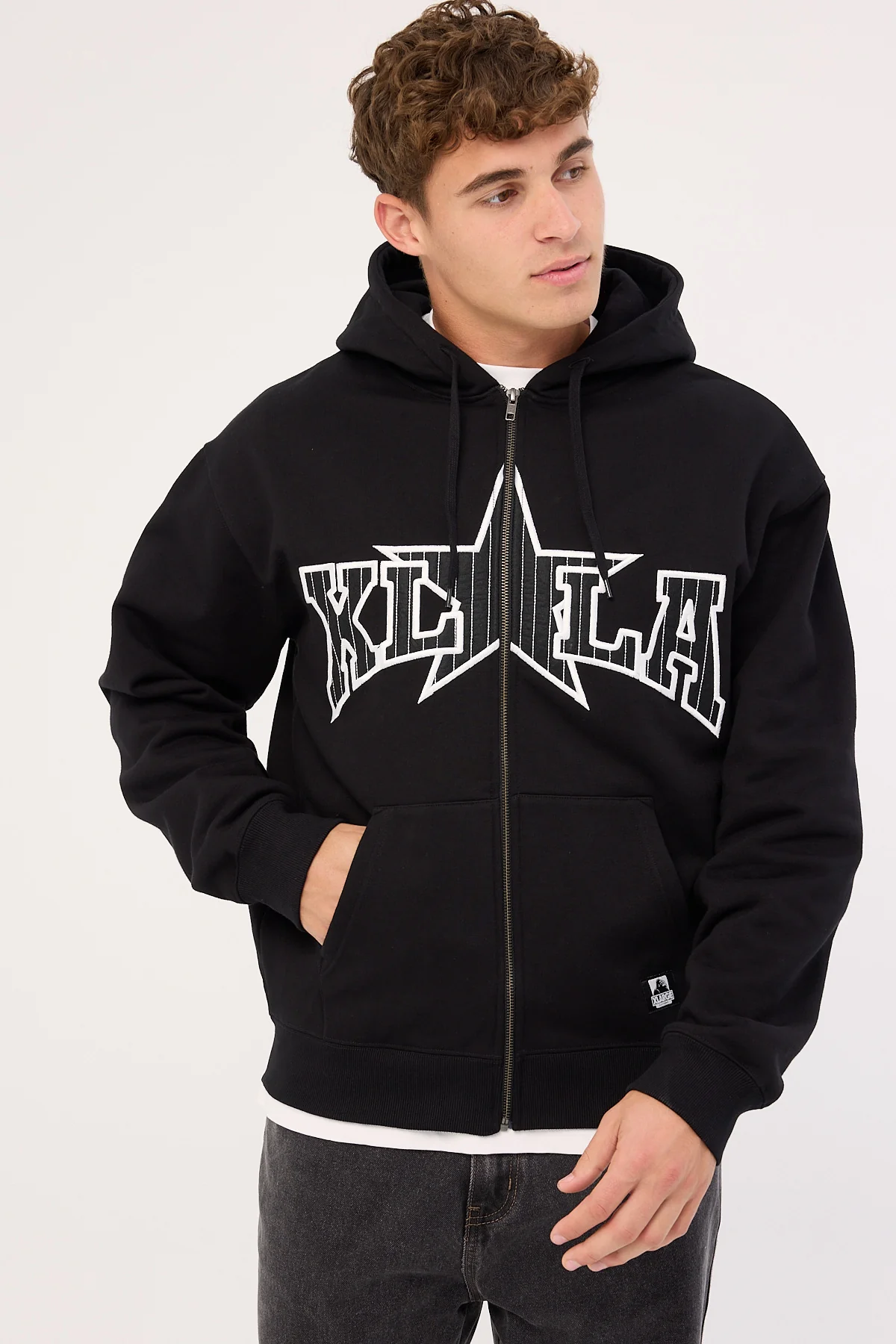 Xlarge LA Star Zip Thru Hood Black