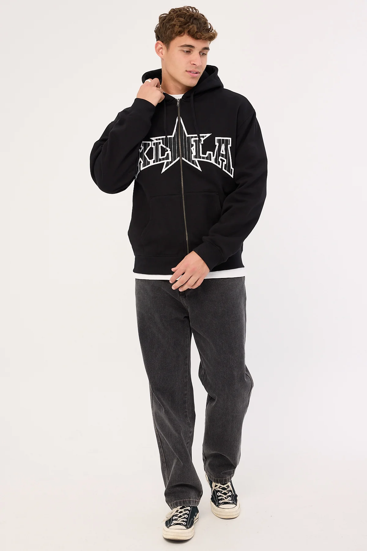 Xlarge LA Star Zip Thru Hood Black - Image 3