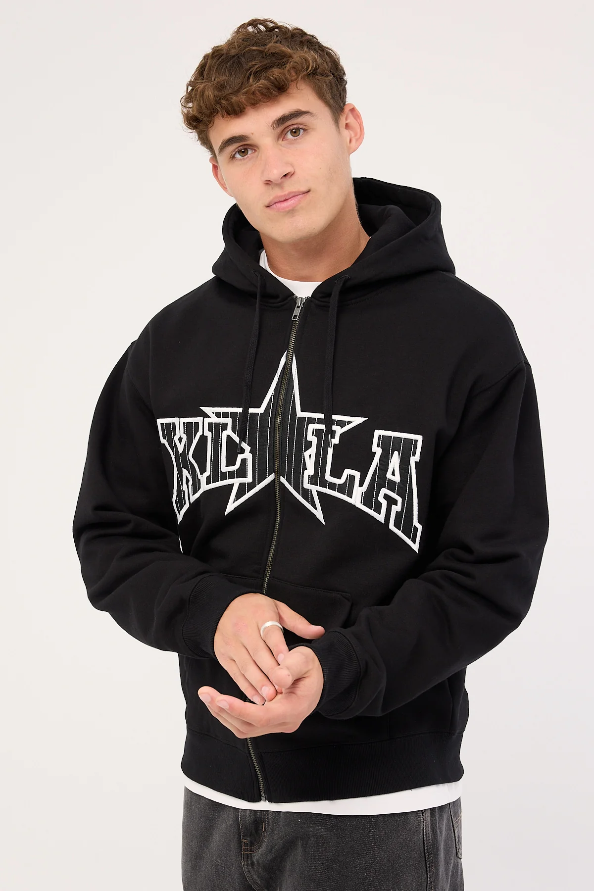 Xlarge LA Star Zip Thru Hood Black - Image 5