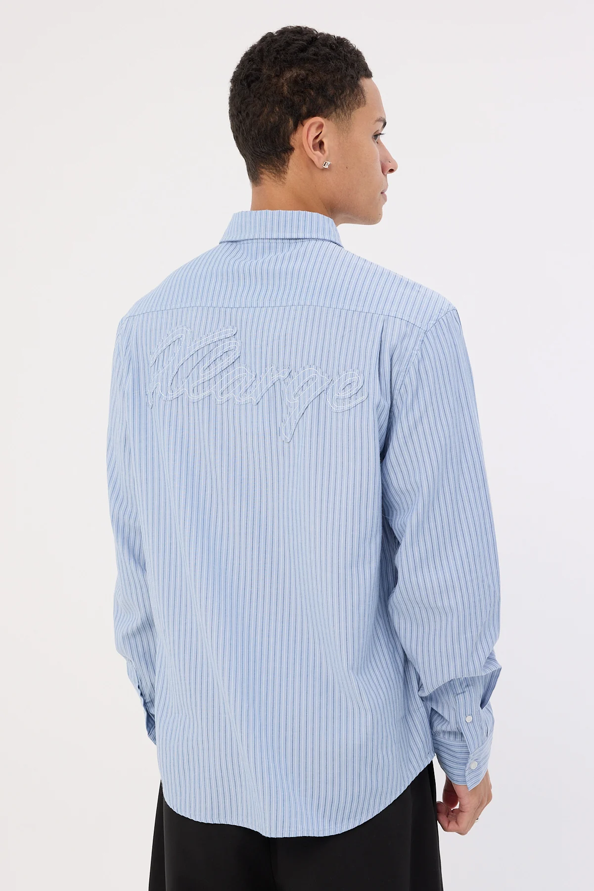 Xlarge Patch Stripe LS Shirt Blue
