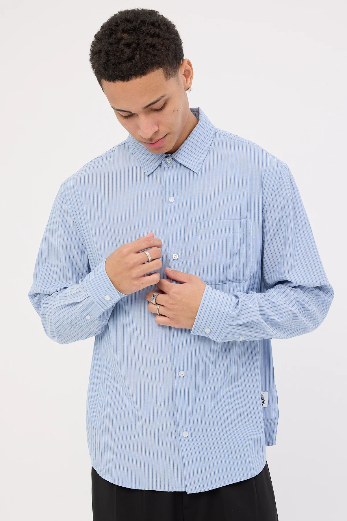 Xlarge Patch Stripe LS Shirt Blue - Image 2