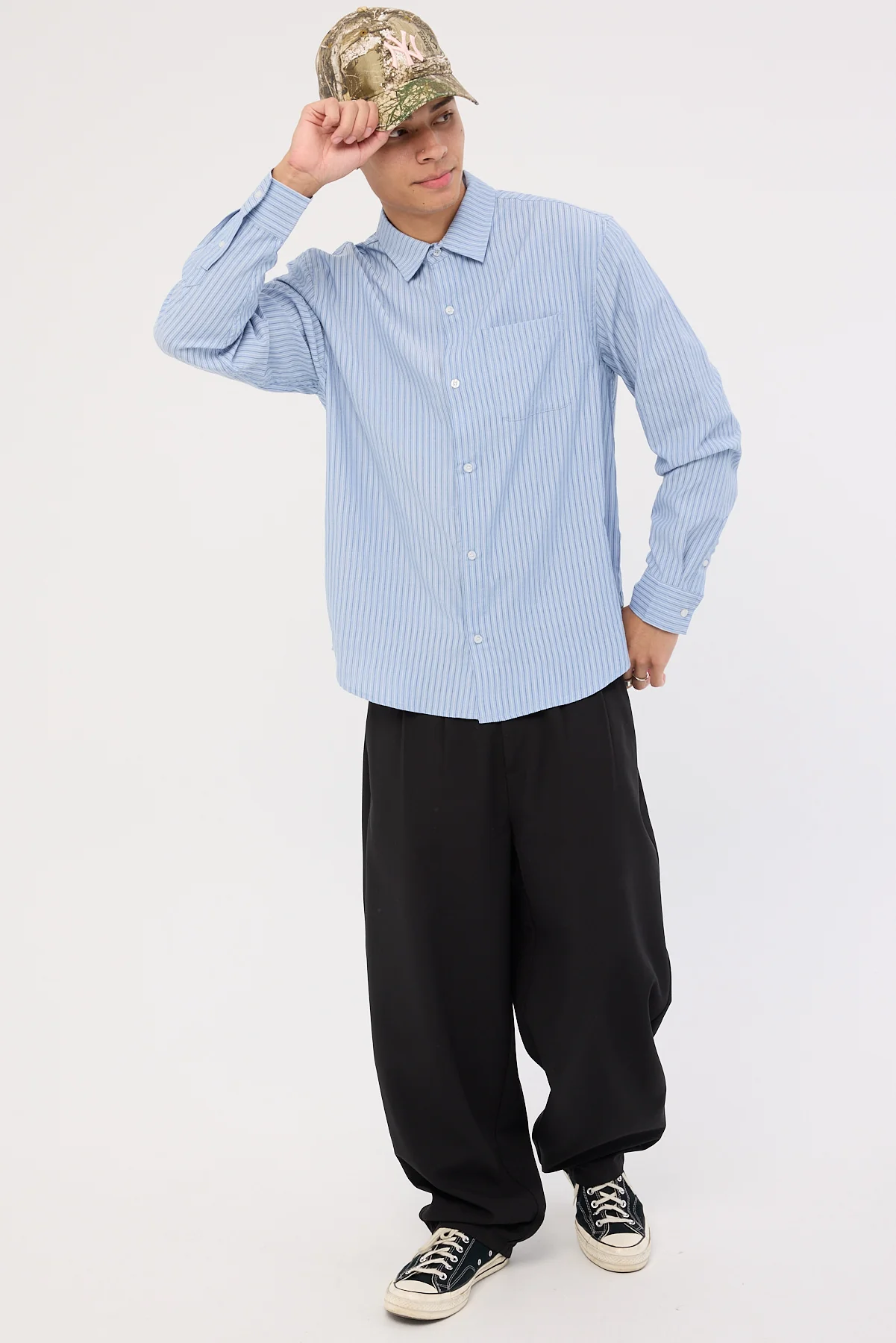 Xlarge Patch Stripe LS Shirt Blue - Image 3