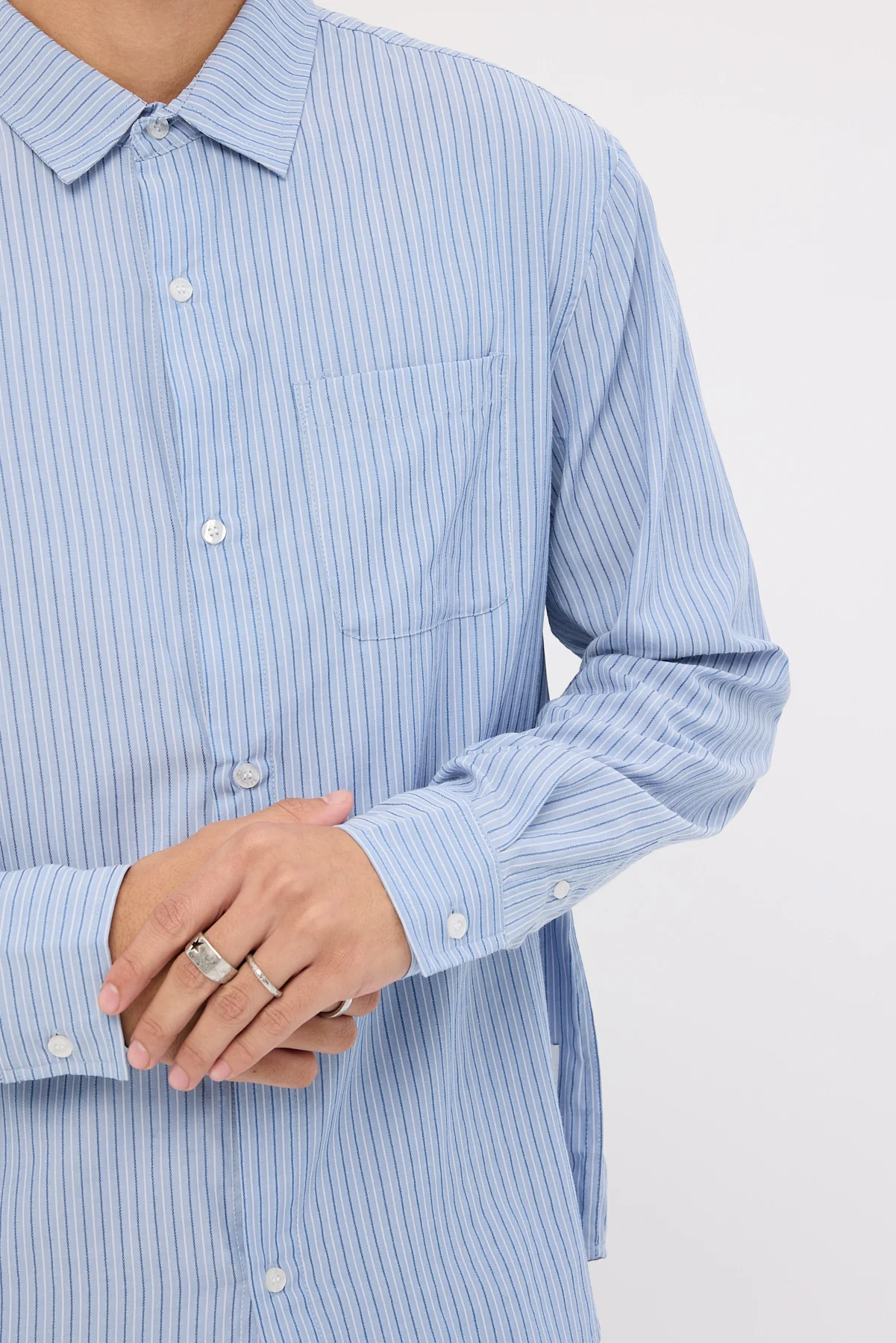 Xlarge Patch Stripe LS Shirt Blue - Image 5