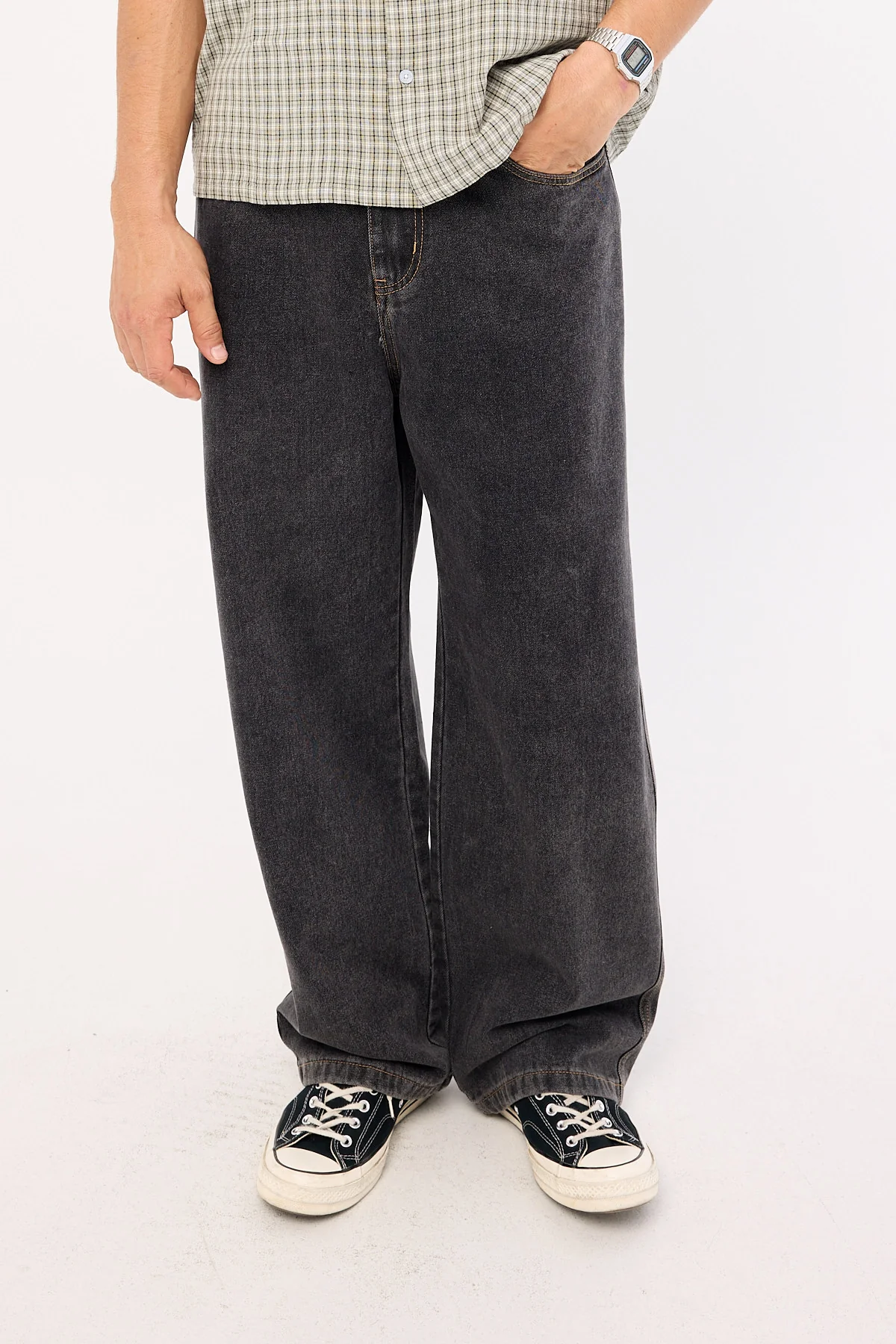 Xlarge Script Baggy Bull Denim Pant Washed Black - Image 2