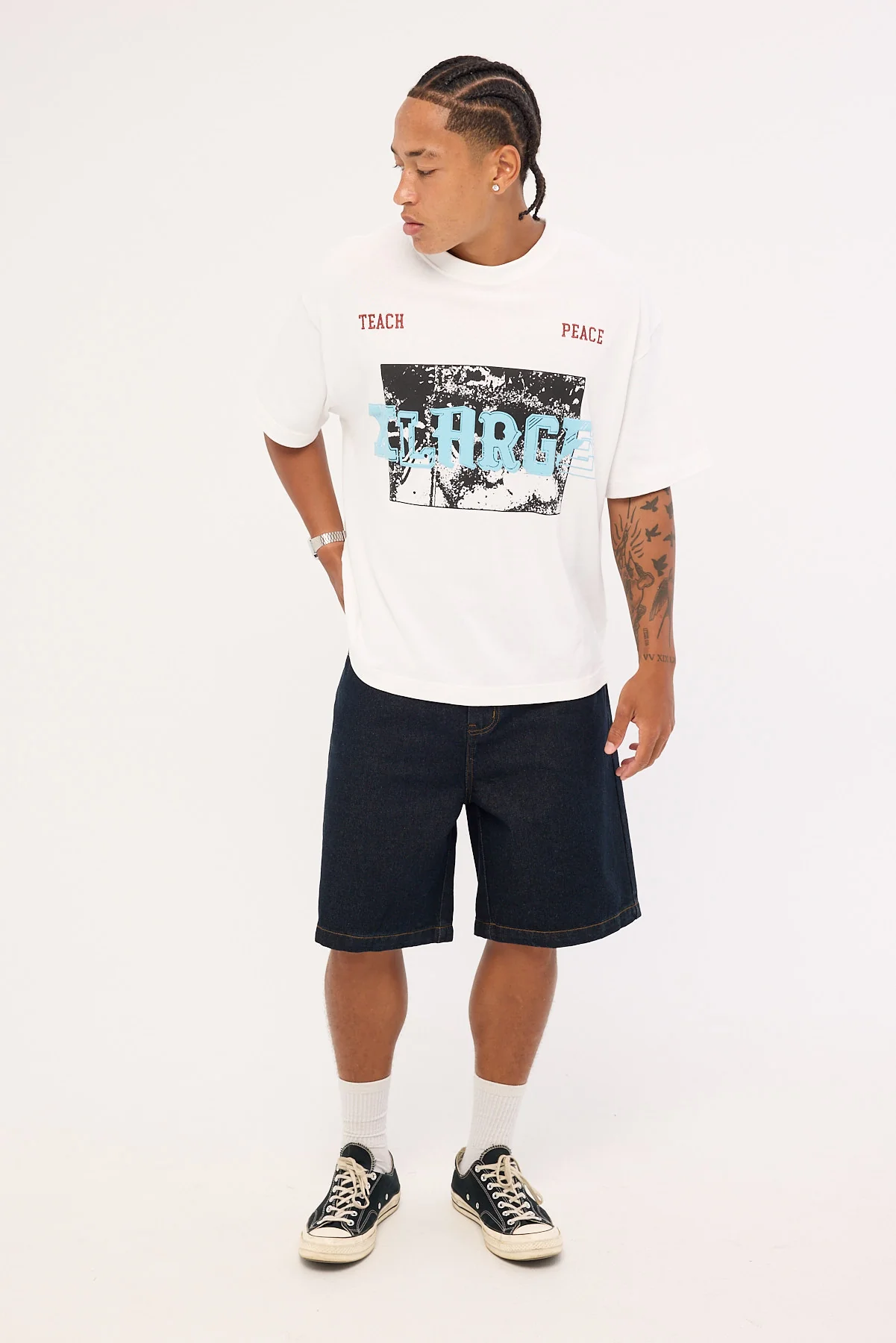 Xlarge Teach Peace Gorilla Fit Tee White - Image 2