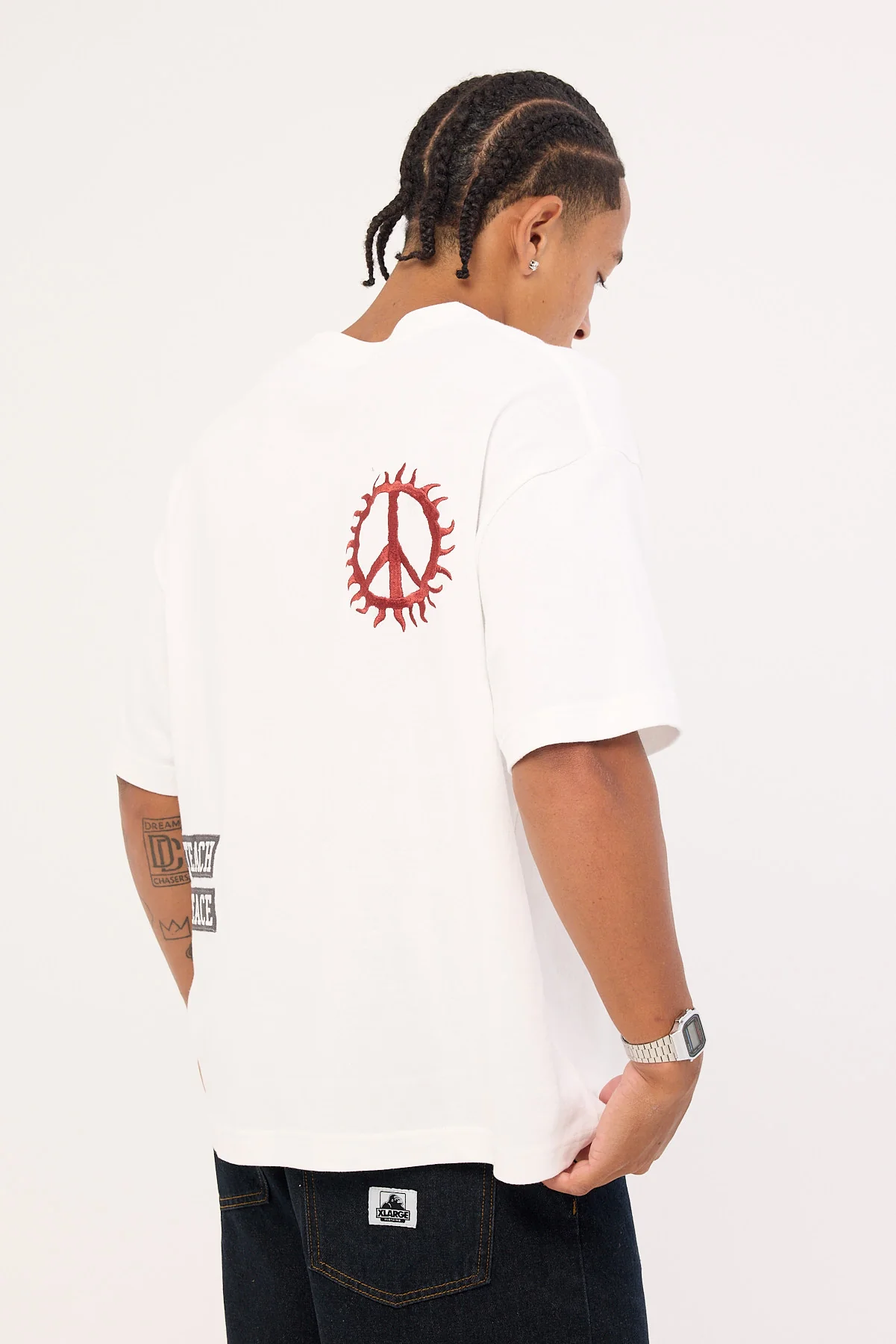 Xlarge Teach Peace Gorilla Fit Tee White - Image 3