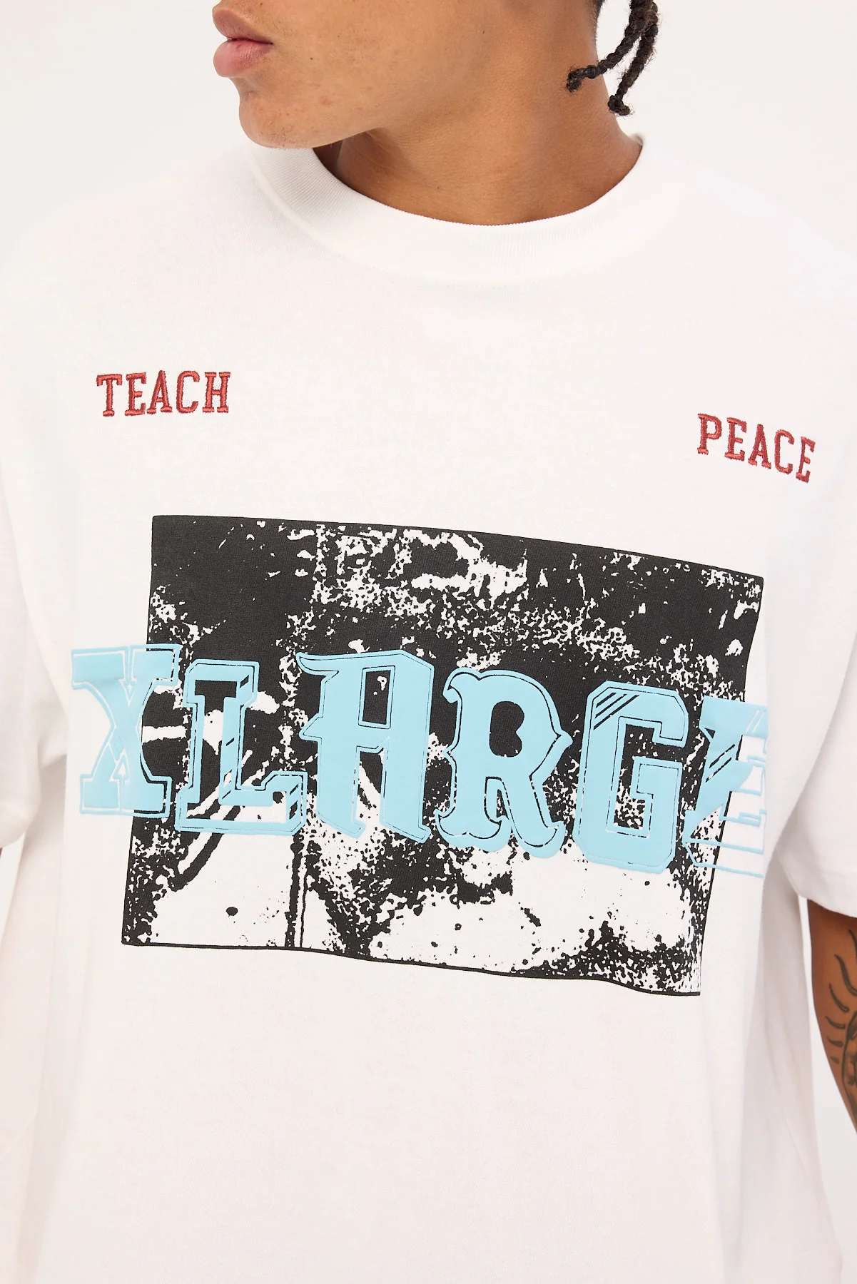 Xlarge Teach Peace Gorilla Fit Tee White - Image 4